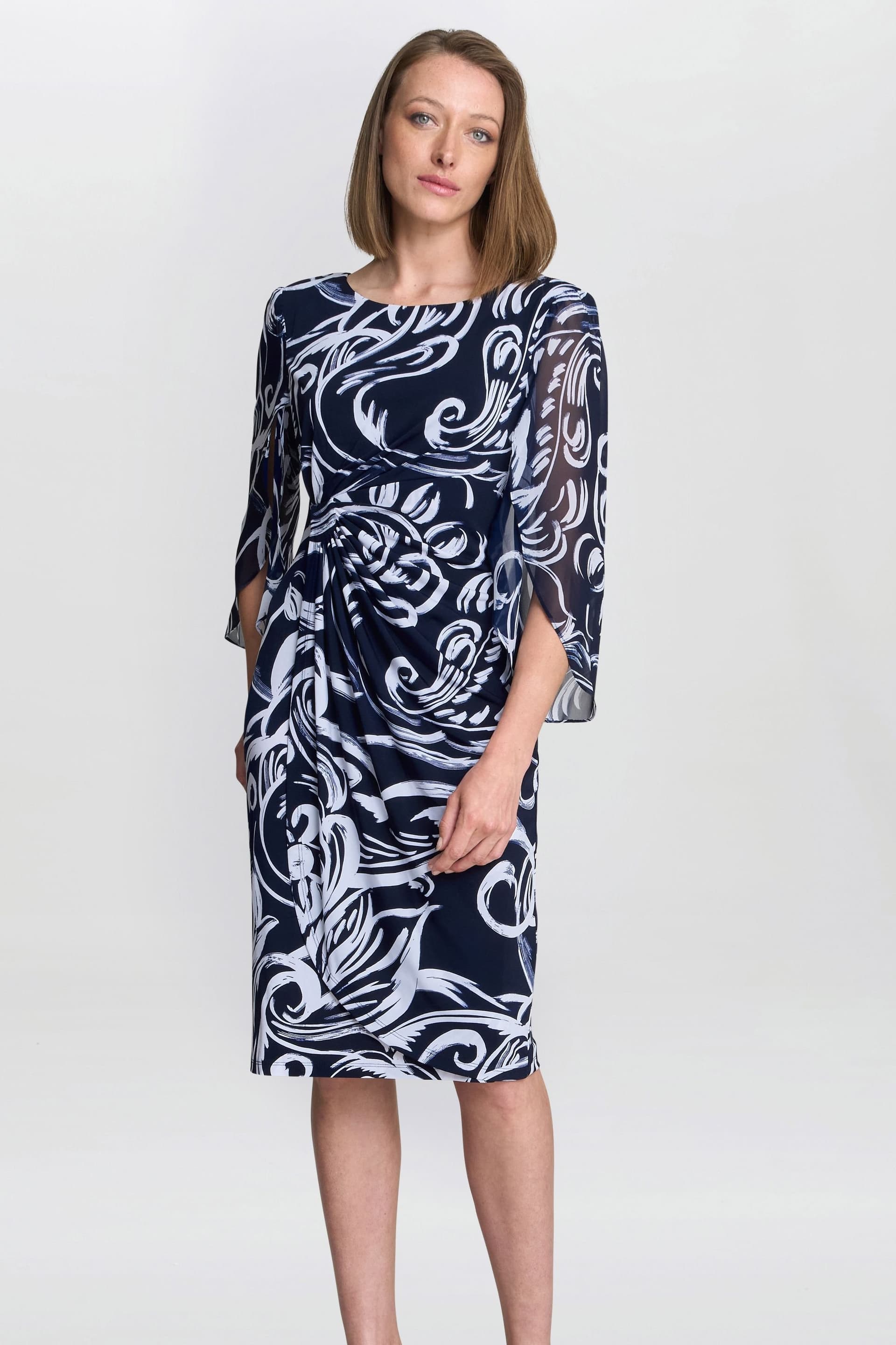 Gina Bacconi Gina Bacconi Women's Iga Abstract Print Dress in Navy