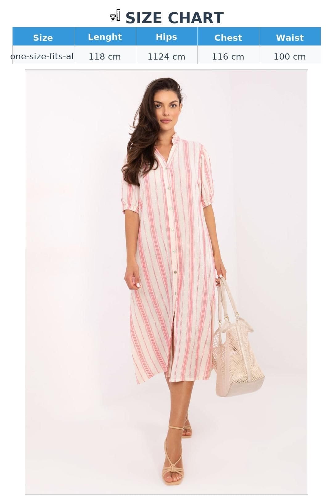 Love Lace Love Lace Women's Boho Midi Shirt Dress with Hidden Pockets in Pink - 4