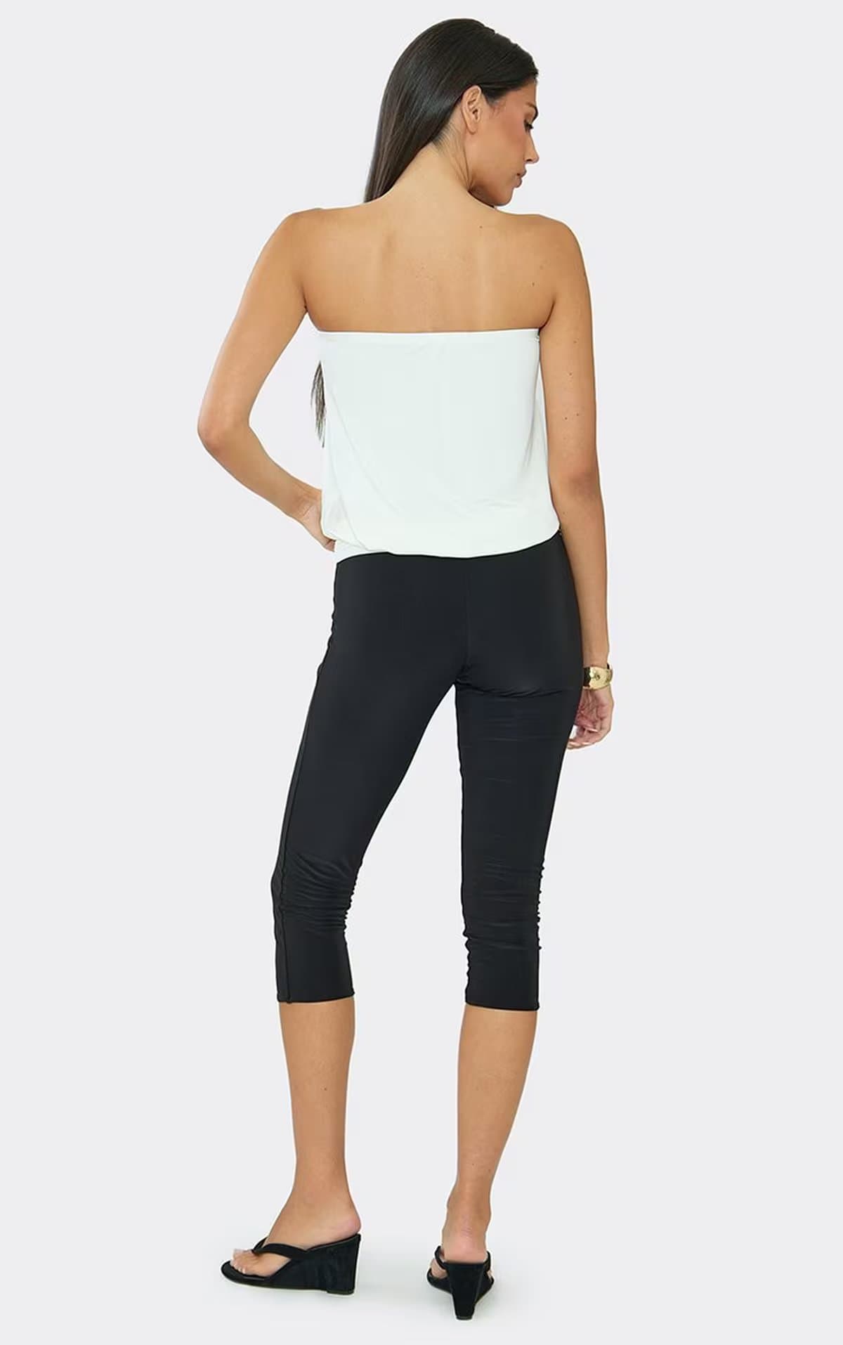 EGO Bandeau Blouson Capri Jumpsuit In Black And White., Women's Size UK 6