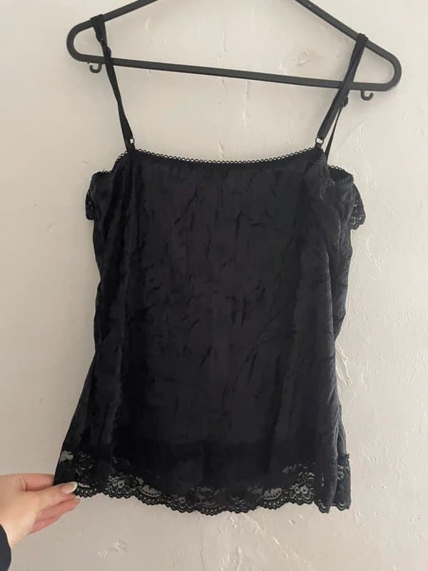 New Look Vintage Y2K New Look Black Velvet Lace Corset Top