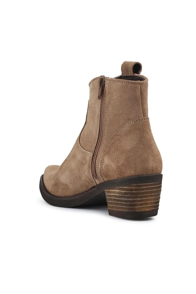 Jones Bootmaker Jones Bootmaker Women's Darsy Leather Heeled Ankle Boots in Taupe - 3