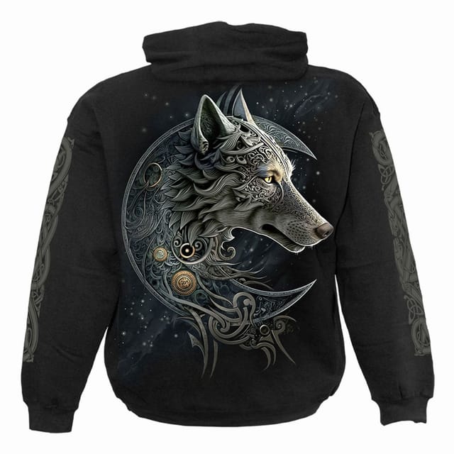 Spiral Direct Spiral Direct Men's Celtic Wolf Back Print Pullover Hoodie in Black - 3