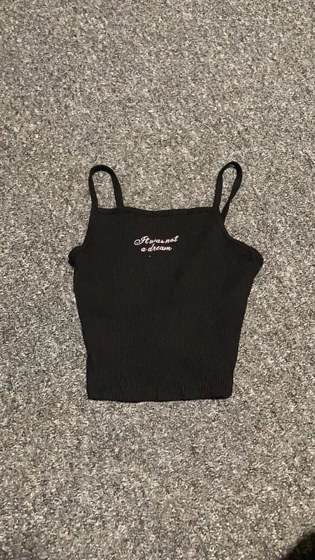 Bershka black ribbed cami top
