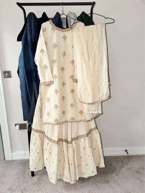 DYOT 3pc shirt lengha embroidered karandi suit - 1