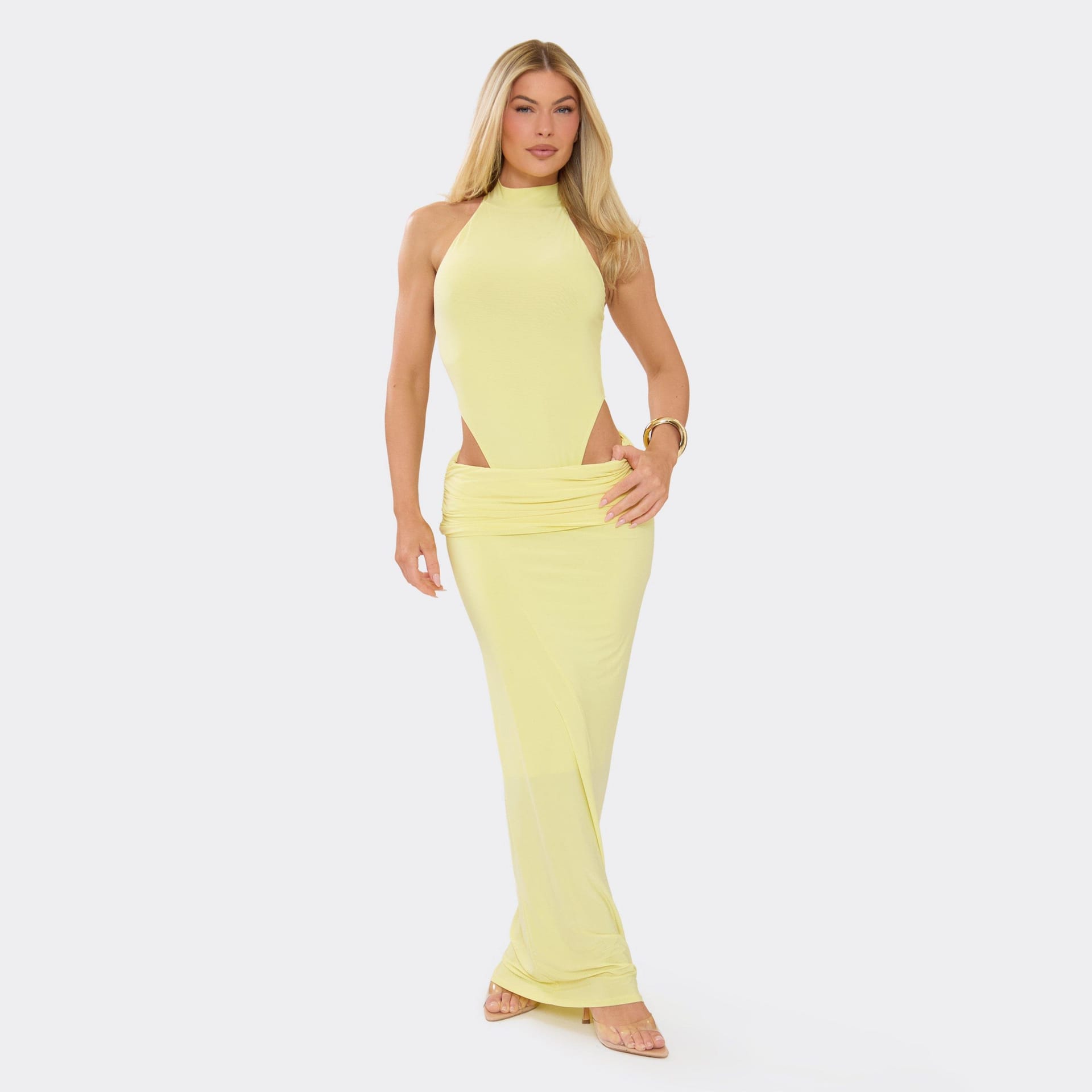 EGO Yellow Slinky Maxi Skirt for Women