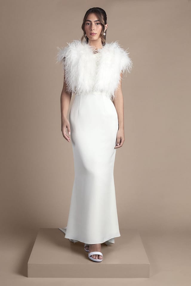 Coast Coast Women's Feather Bridal Bolero Cover Up in Ivory - 2