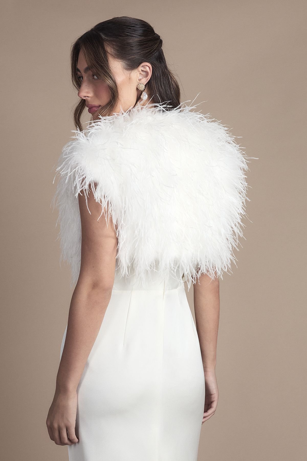 Coast Coast Women's Feather Bridal Bolero Cover Up in Ivory - 3