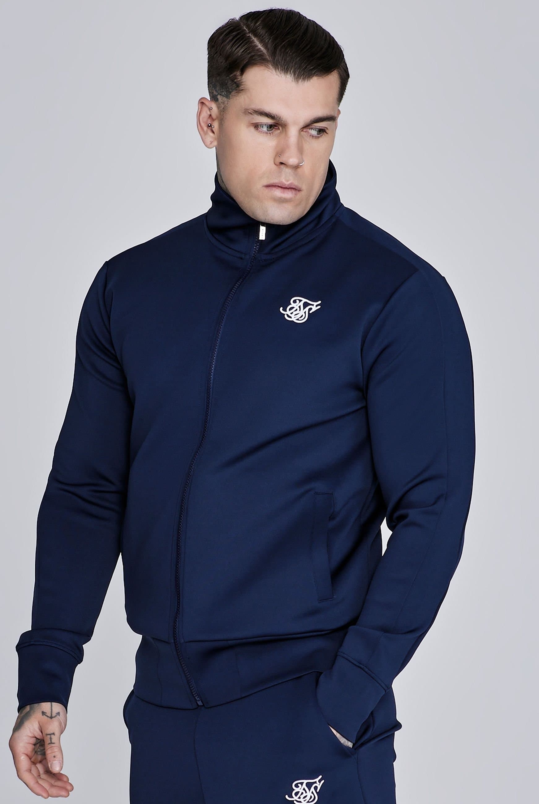 SikSilk SikSilk Men's Essentials Poly Track Top in Navy
