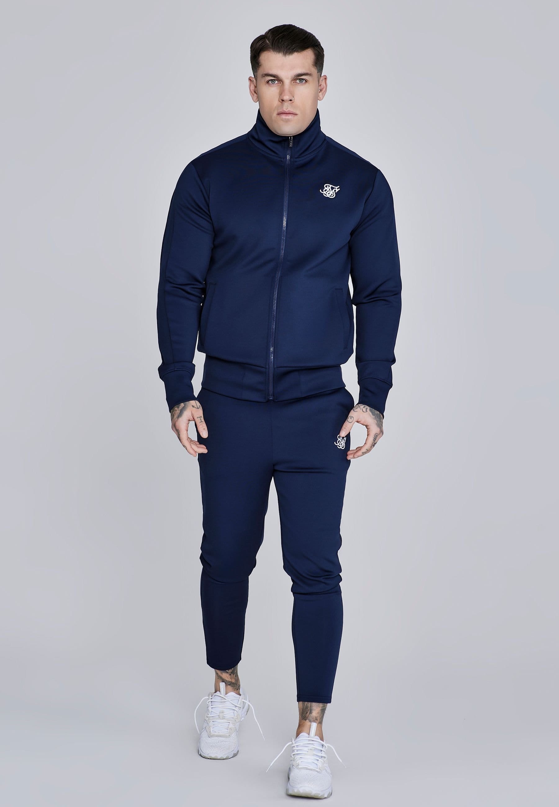SikSilk SikSilk Men's Essentials Poly Track Top in Navy - 4