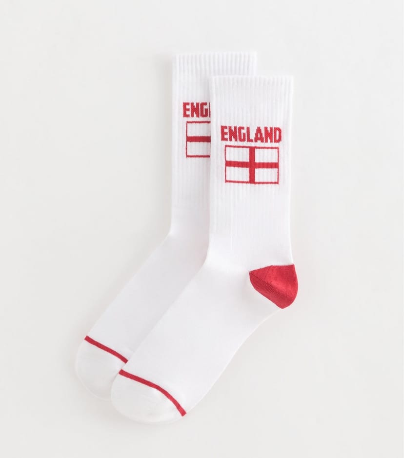 New Look Men's White Ribbed England Flag Ankle Socks New Look - 1