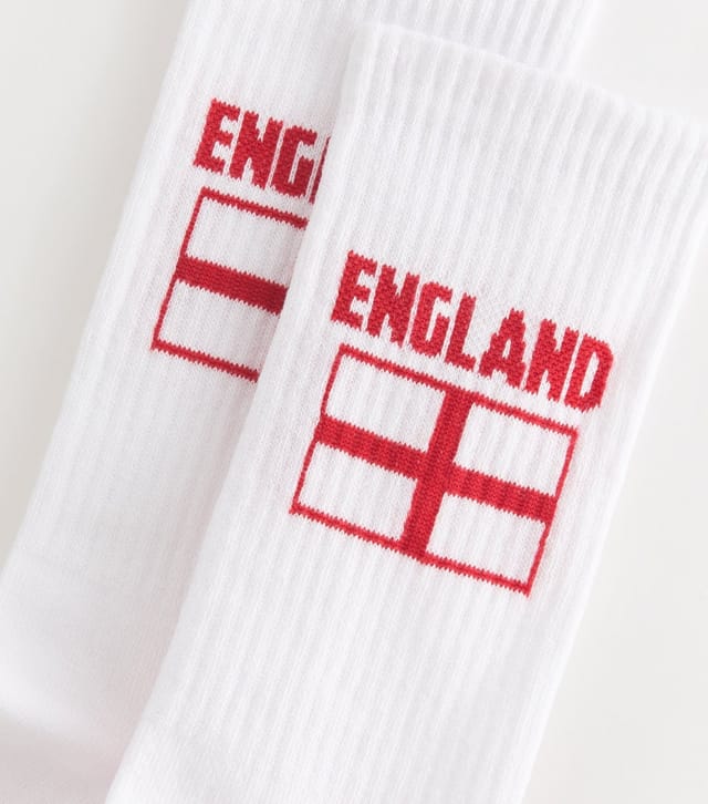 New Look Men's White Ribbed England Flag Ankle Socks New Look - 2