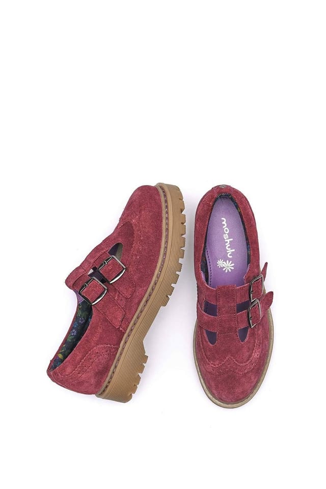 Moshulu Moshulu Women's 'Calthia' Chunky Nubuck Mary Jane Shoes in Dark Red - 2