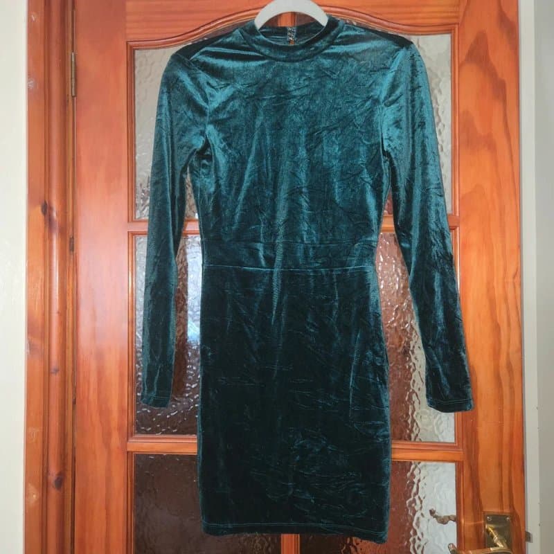 H&M Velvet Cutout Back Mockneck Bodycon Dress