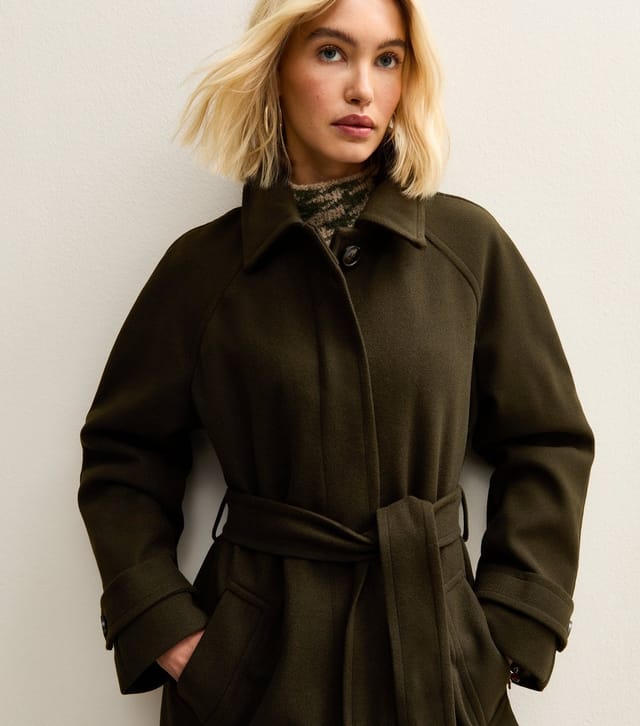 New Look Women's Khaki Button Front Belted Midi Coat New Look - 3