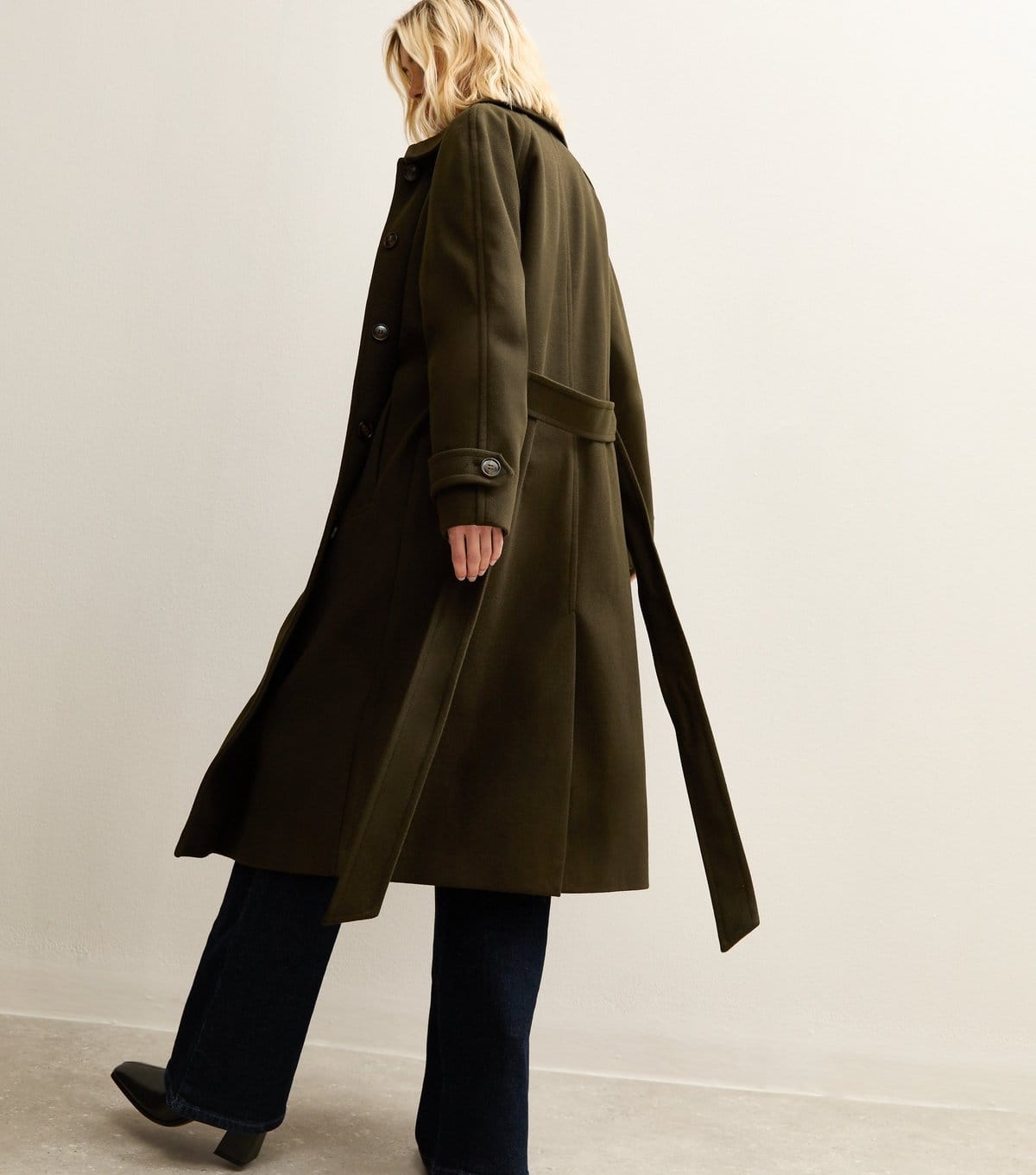 New Look Women's Khaki Button Front Belted Midi Coat New Look - 4
