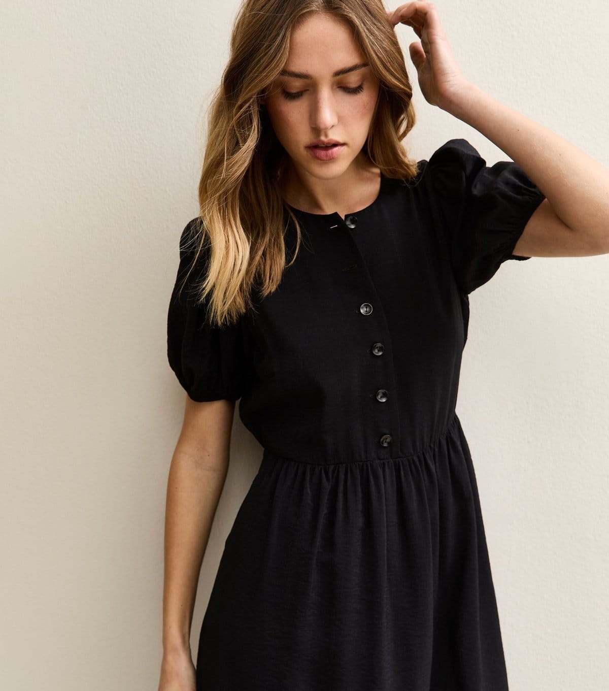 New Look Women's Black Button Front Short Sleeve Midi Dress New Look - 4