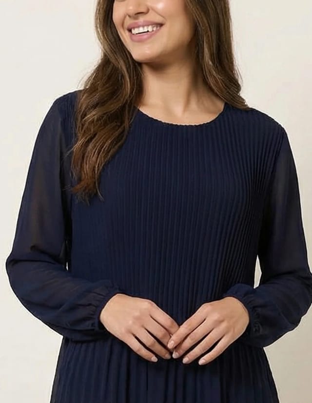 Blue Vanilla Long Sleeve Pleated Top - 3