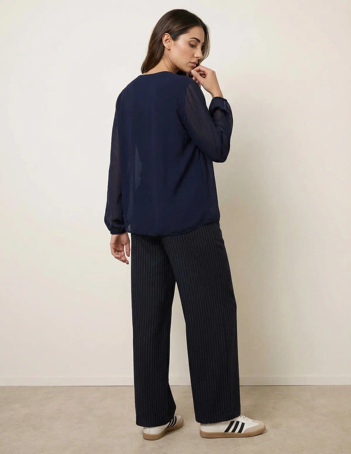 Blue Vanilla Long Sleeve Pleated Top - 4
