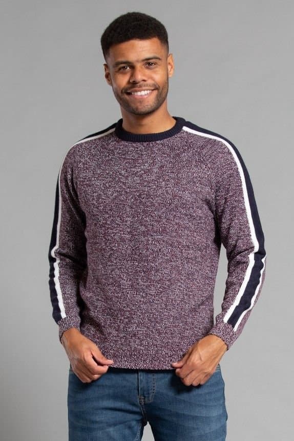 Tokyo Laundry Tokyo Laundry Men's Crew Neck Jumper with Contrast Sleeve in Red