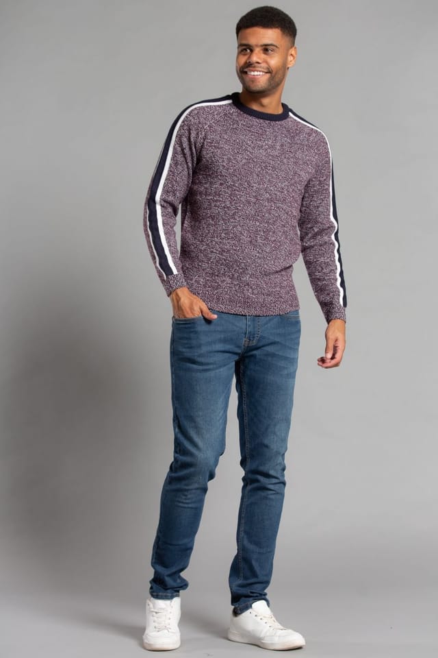 Tokyo Laundry Tokyo Laundry Men's Crew Neck Jumper with Contrast Sleeve in Red - 3