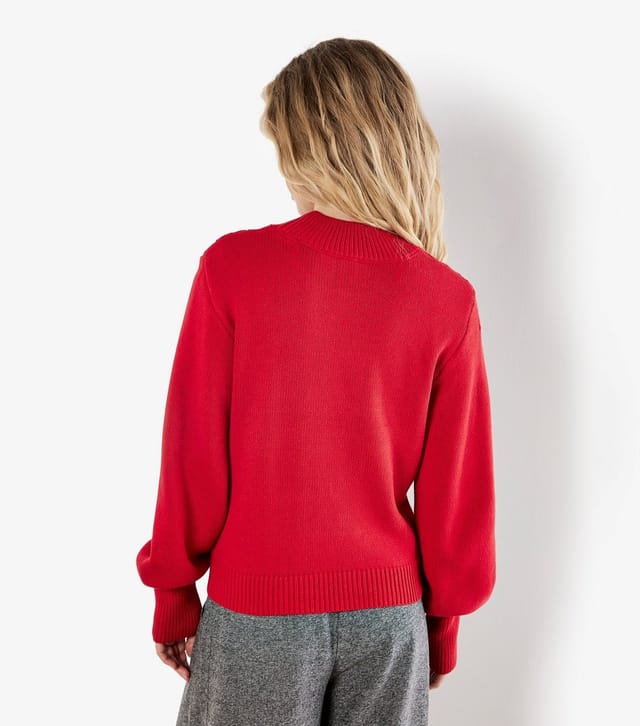 Apricot Women's Red Multicable Mock Neck Jumper Apricot New Look - 3