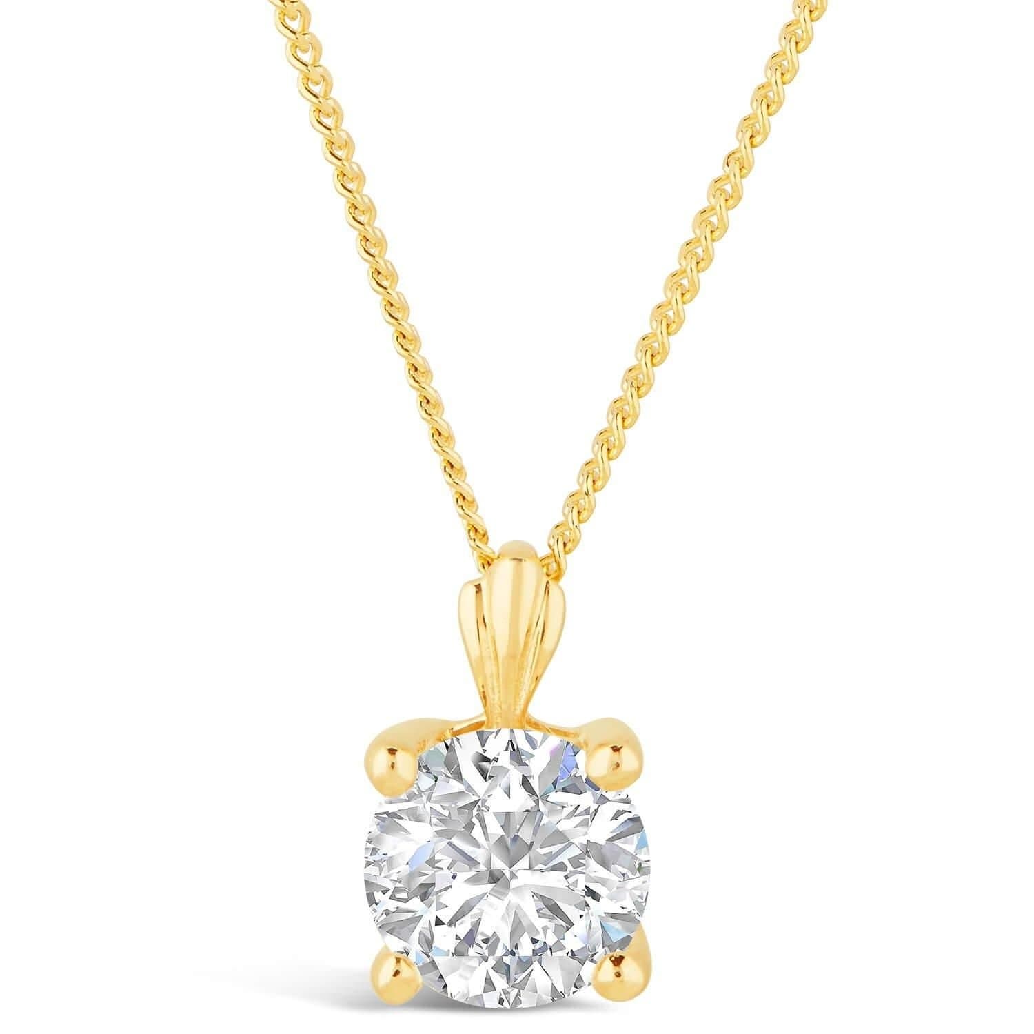 Fraser Hart Fraser Hart Women's 9ct Gold 5mm Four Claw Cubic Zirconia Set Pendant (Chain Included) in Yellow