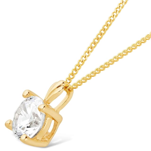 Fraser Hart Fraser Hart Women's 9ct Gold 5mm Four Claw Cubic Zirconia Set Pendant (Chain Included) in Yellow - 2