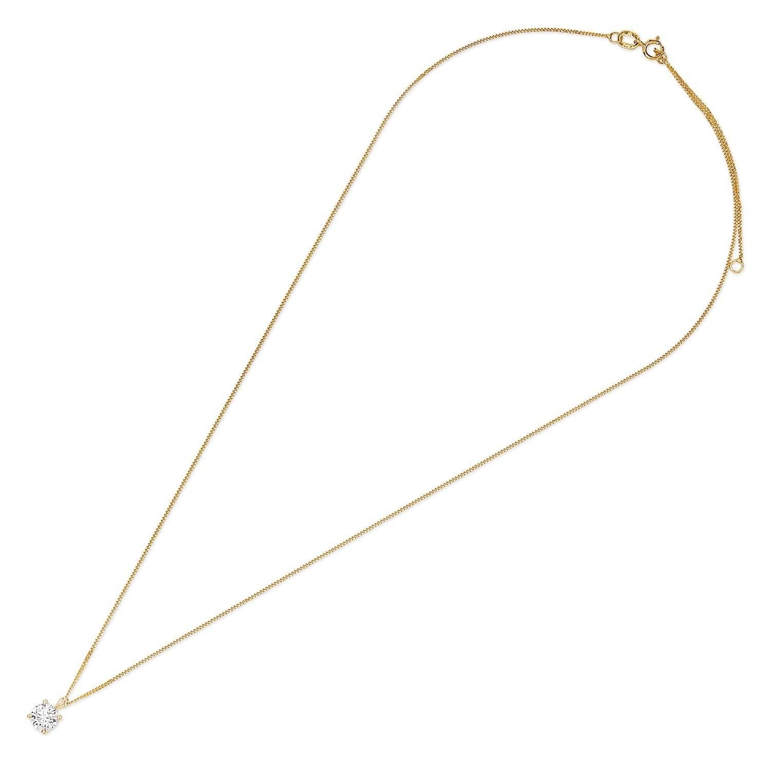 Fraser Hart Fraser Hart Women's 9ct Gold 5mm Four Claw Cubic Zirconia Set Pendant (Chain Included) in Yellow - 4