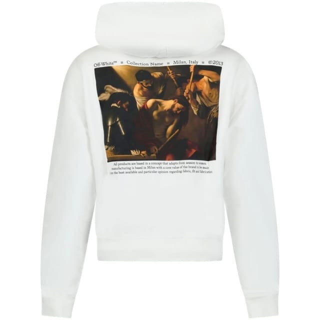 Off-White Off-White Men's Caravaggio Crowing Design White Oversized Hoodie - 2