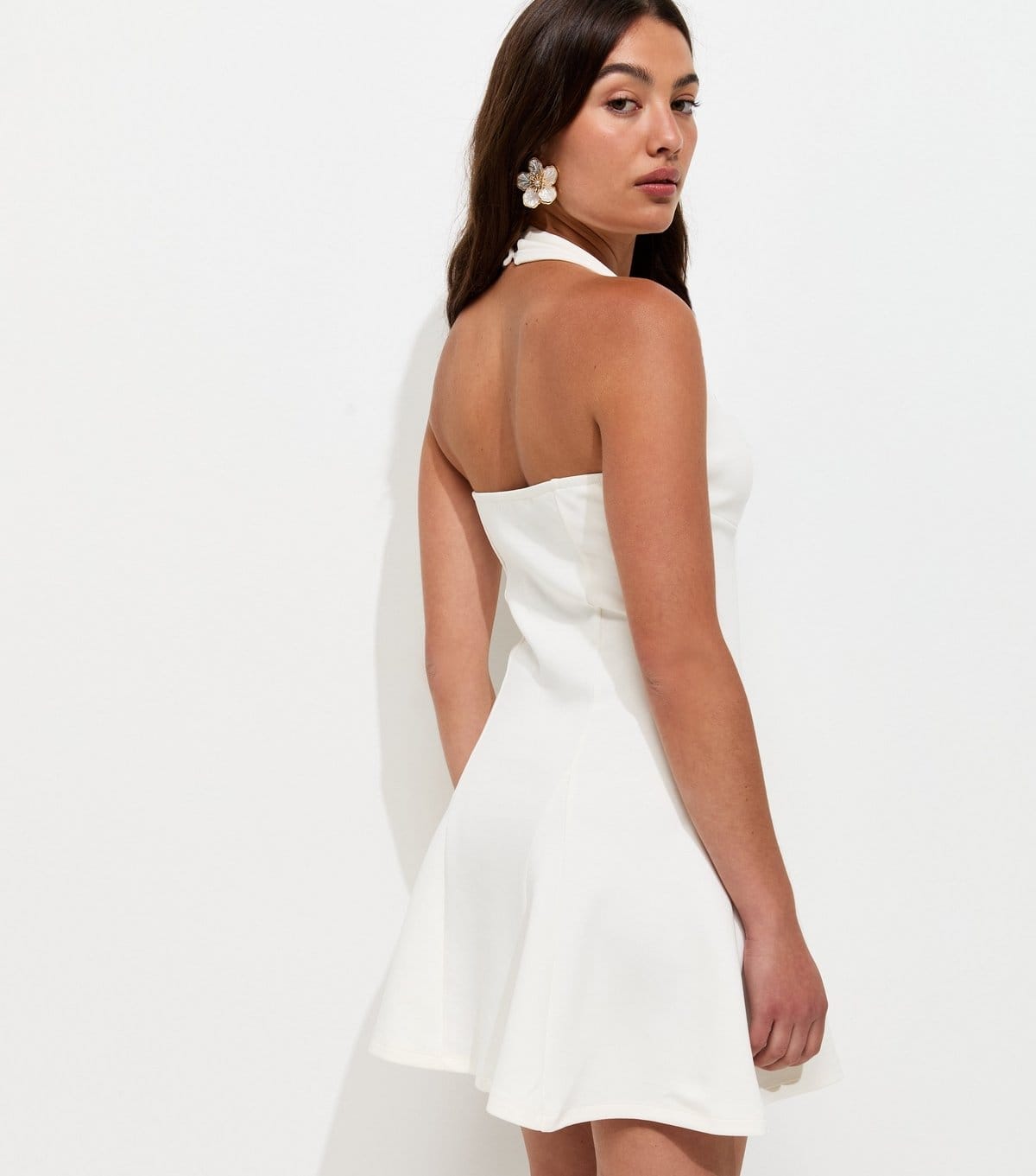 New Look Women's Cream Cotton Rich Ponte Sweetheart Halter Mini Dress New Look - 4