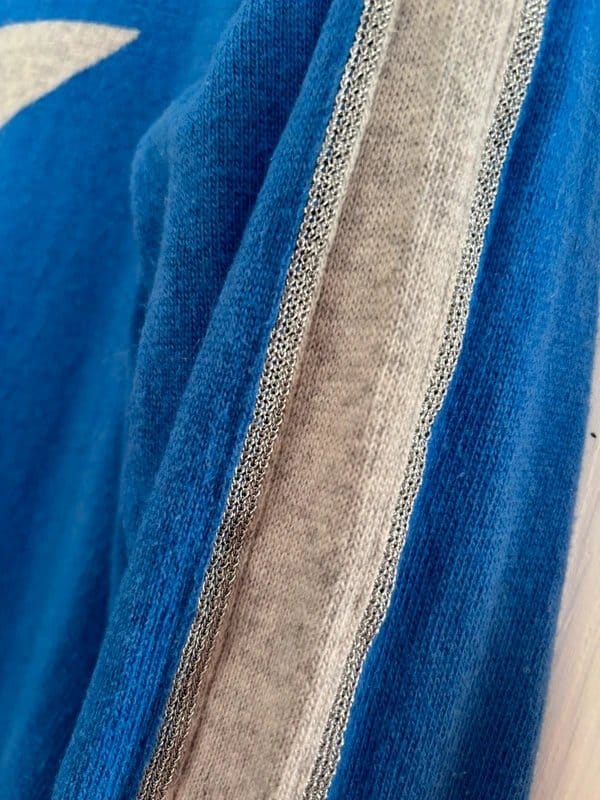 Mint Velvet Blue Cashmere Cotton Star Jumper - XL