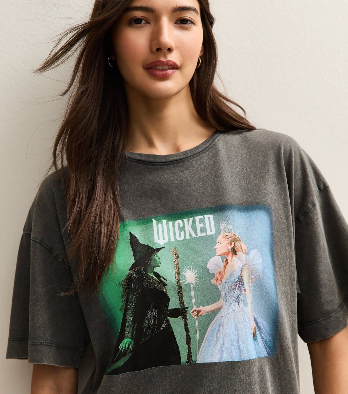 New Look Women's Dark Grey Wicked Print Oversized T-Shirt New Look