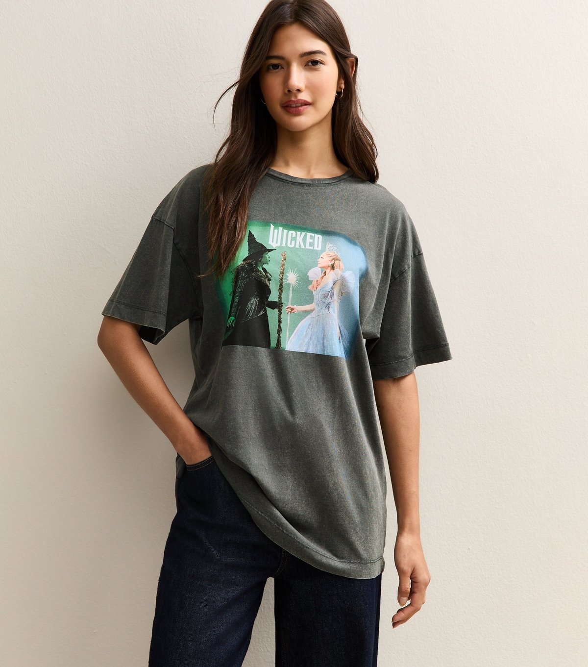 New Look Women's Dark Grey Wicked Print Oversized T-Shirt New Look - 3