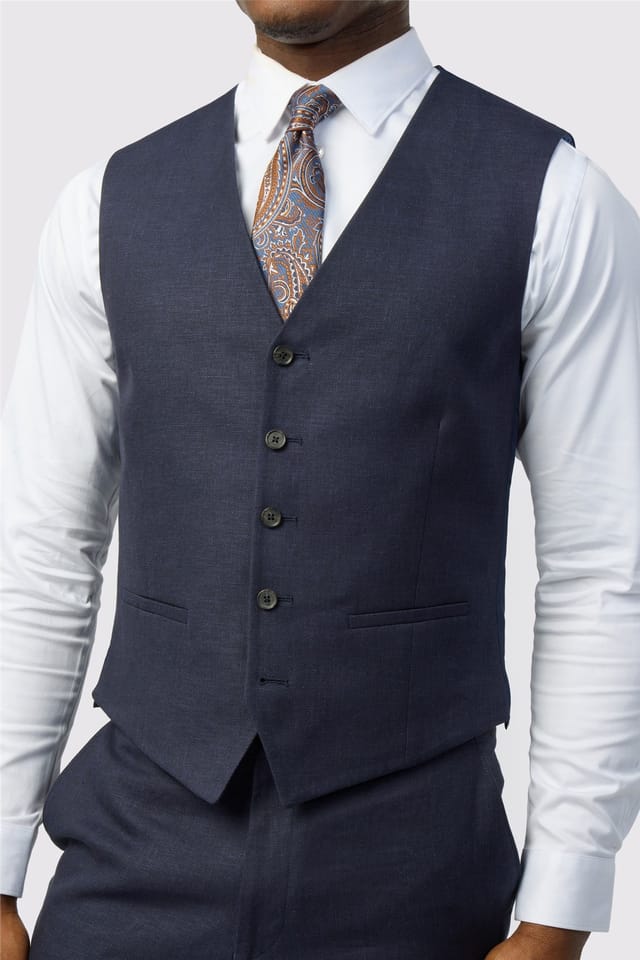 Ted Baker Ted Baker Men's Single Breasted Five Button Tailored Waistcoat in Dark Blue - 3
