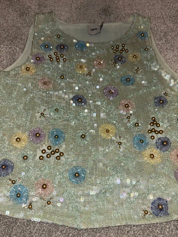 ASOS ASOS floral embellished Green stunning sequin top size 12