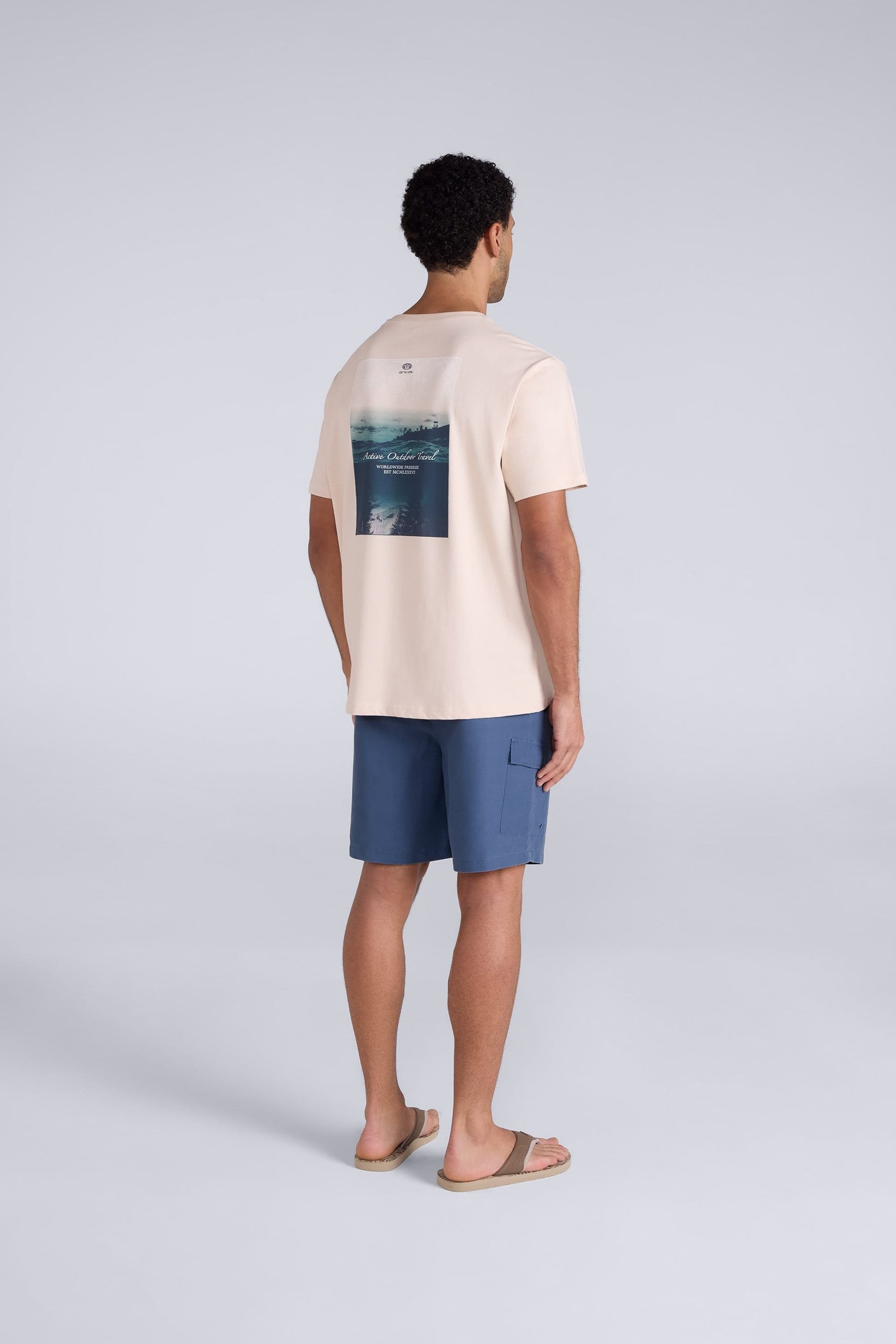Animal Animal Men's 'Chase' Graphic Cotton Casual Short Sleeve Lightweight Top in Cream - 4