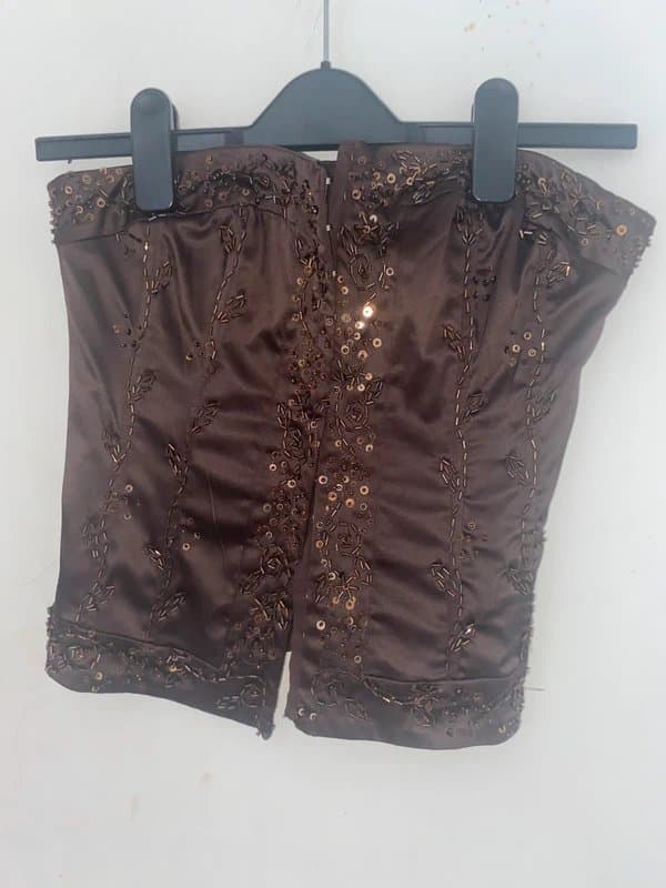 New Look Old Label New Look Brown Embroidered Corset