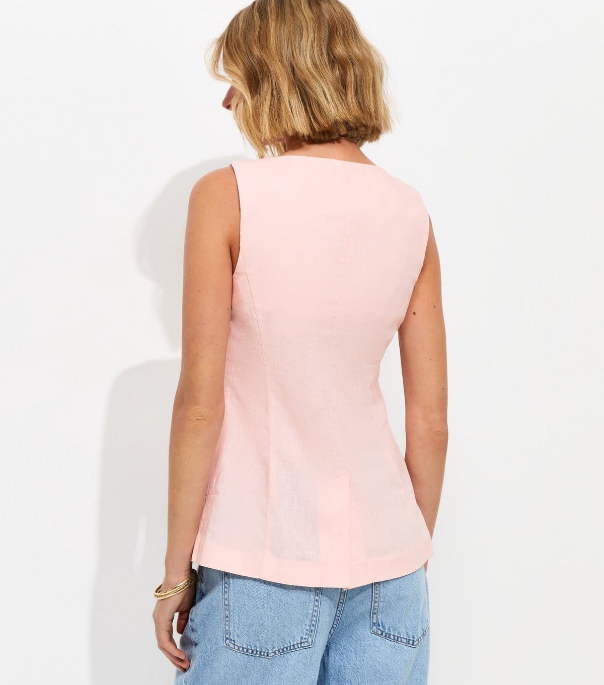 New Look Women's Light Pink Linen Rich Thick Strap Waistcoat New Look - 4
