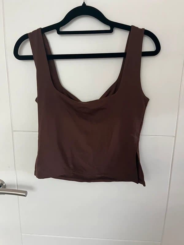 ASOS Chocolate Brown Ruched V-Neck Vest Top - Size Medium