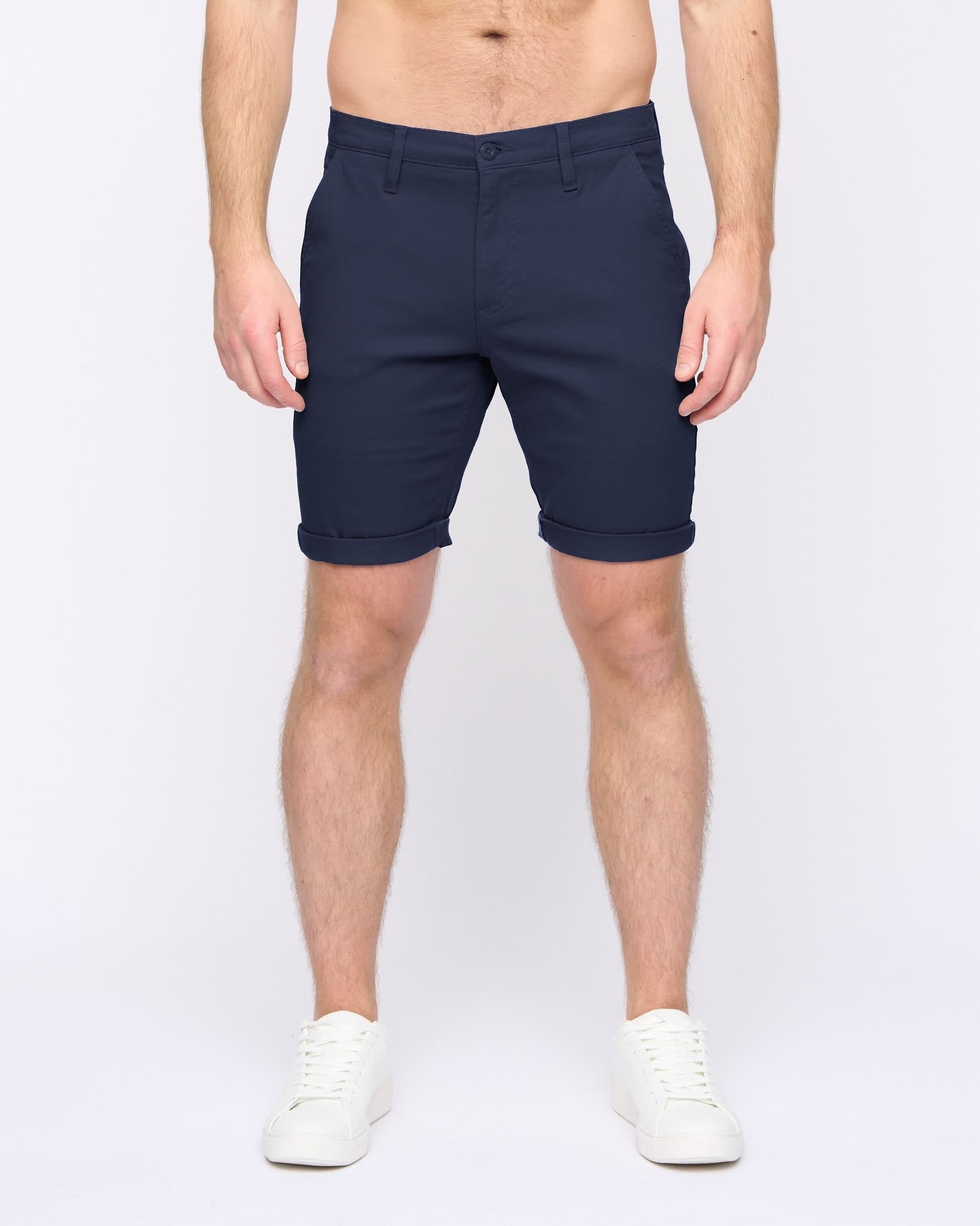 Duck&Cover Duck&Cover Moreshore Men's Lightweight Stretch Canvas Chino Shorts with Secure Penny Pocket in Navy