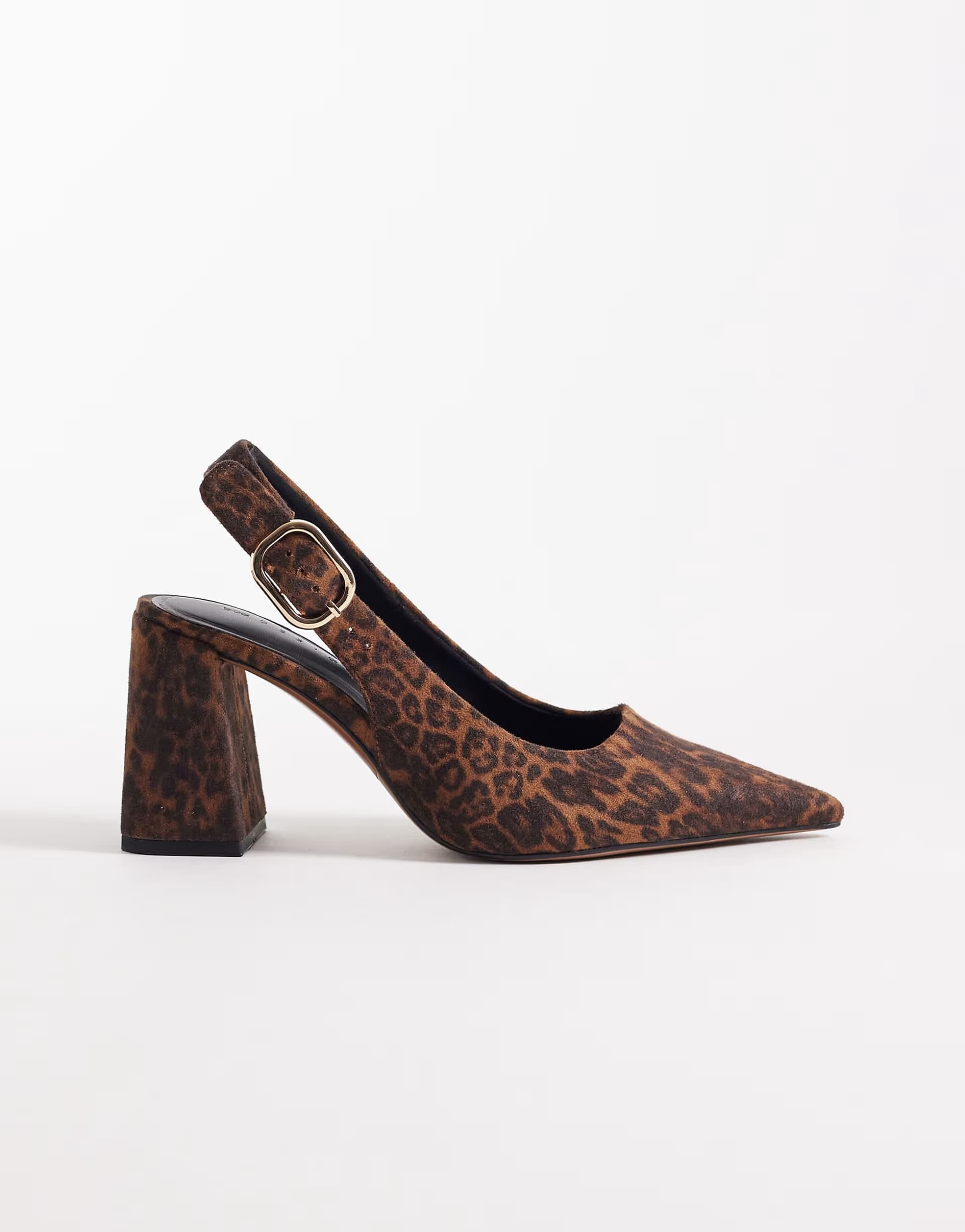 ASOS ASOS Leopard Suedette Slingback Mid Block Heels