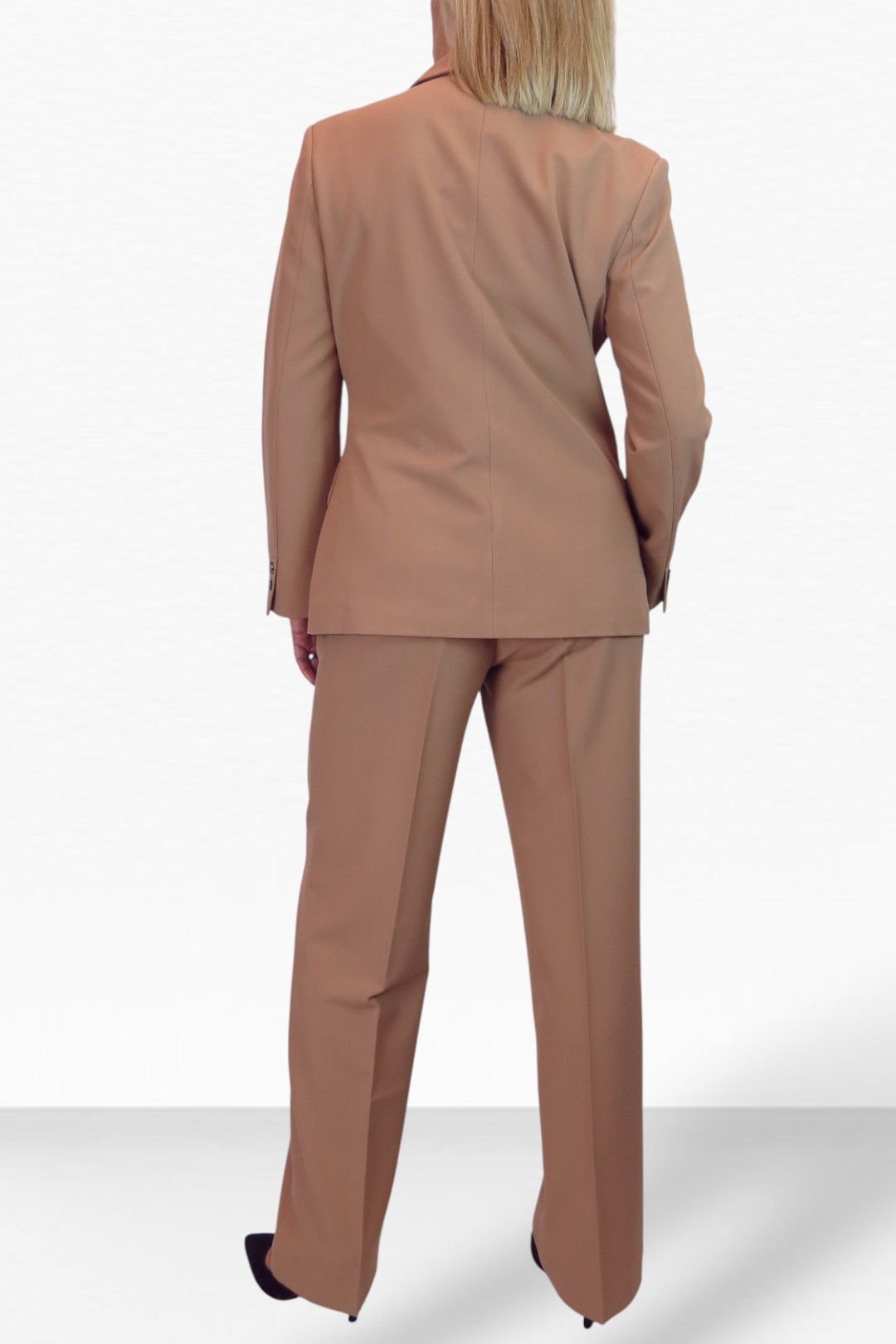 Paulo Due Paulo Due Women's 2 Piece Tailored Trouser Suit in Tan - 2