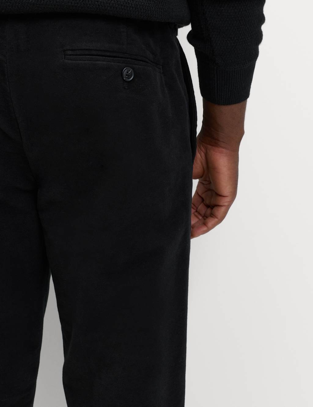 Marks & Spencer M&S Straight Fit Italian Moleskin Chino Trousers Black - 4