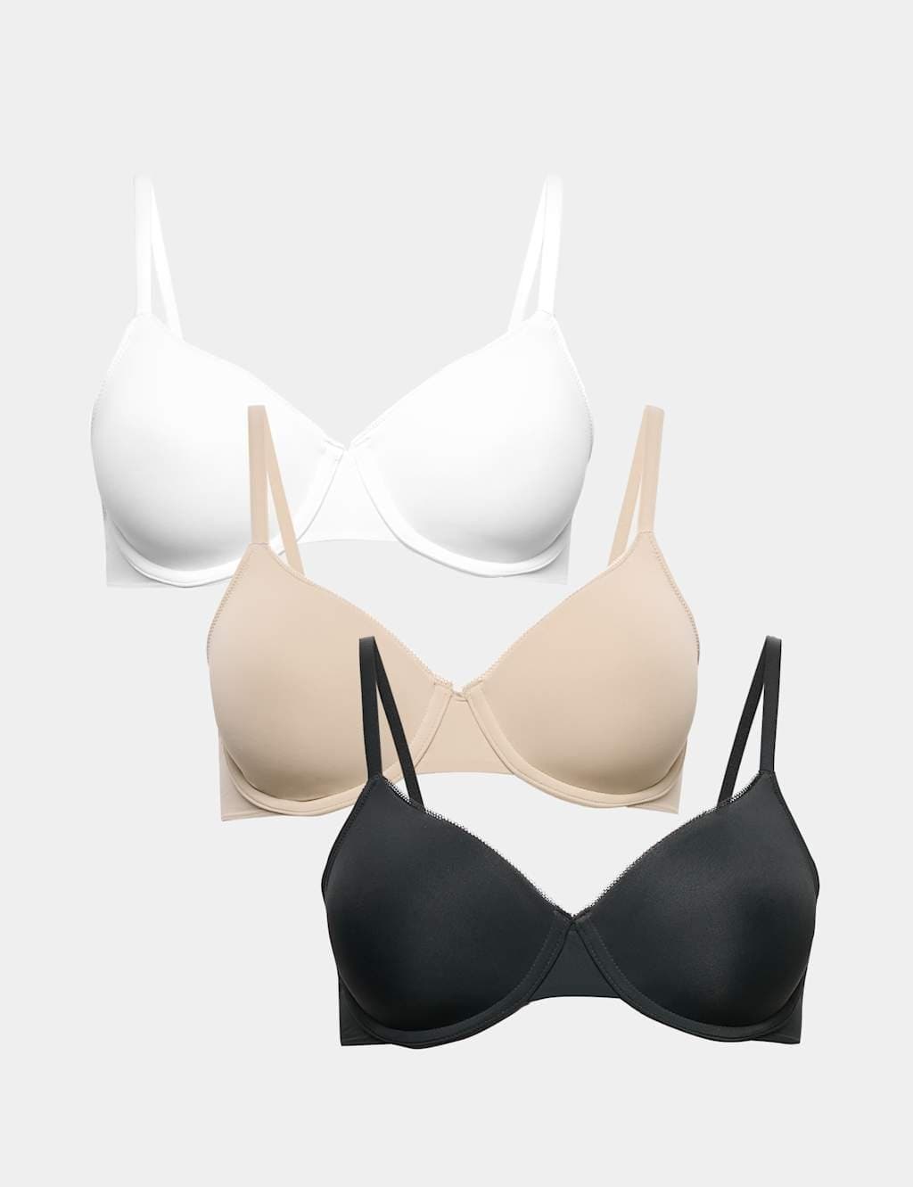 Marks & Spencer M&S 3 Pack Wired Full Cup Bras (A-E) Black Mix
