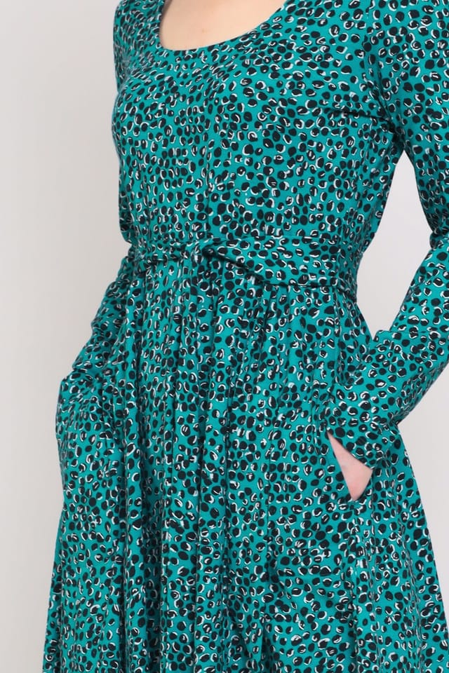 Nomads Clothing Nomads Clothing Women's Womens Cotton Fit & Flare Tie Belt Midi Dress in Turquoise - 2