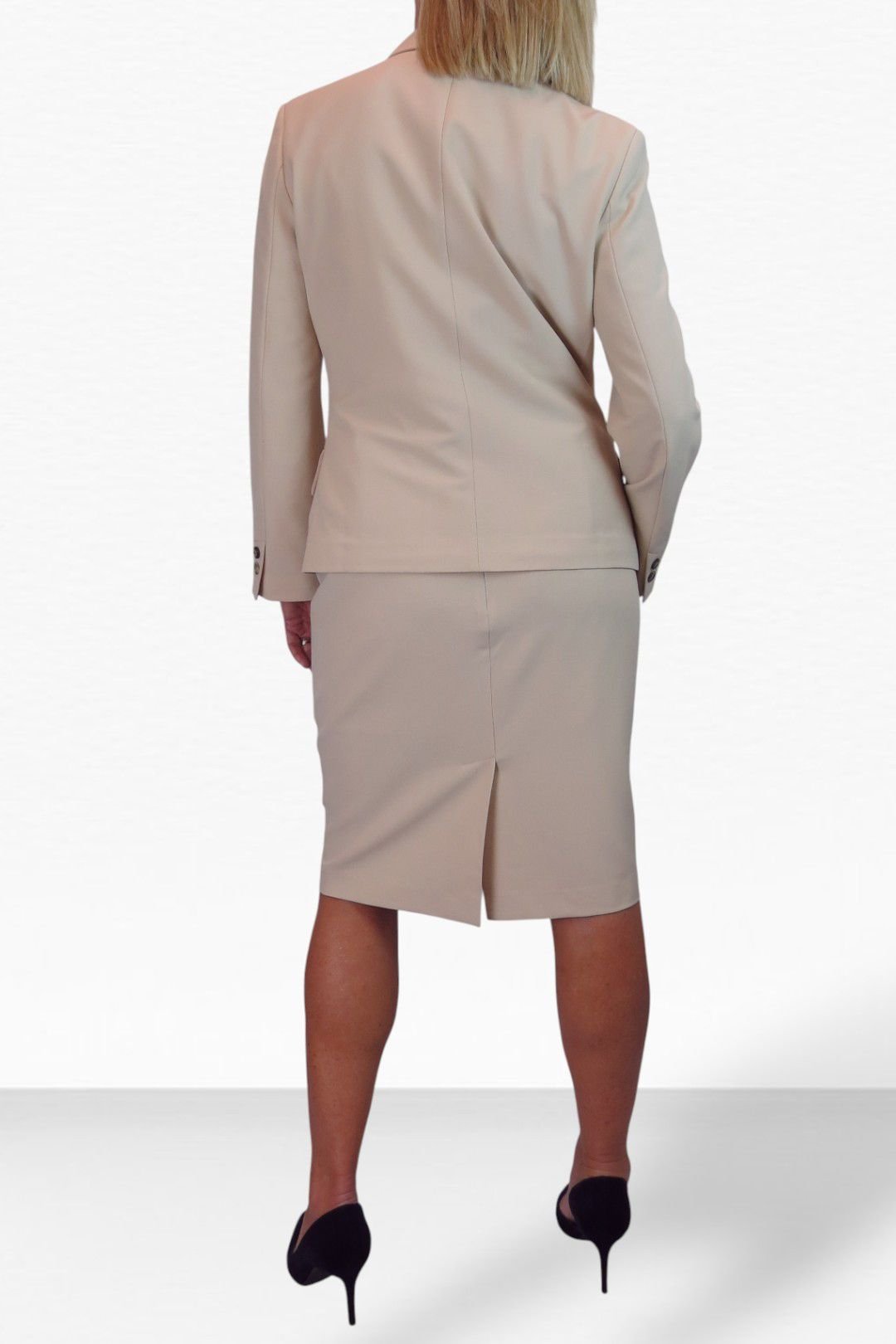 Paulo Due Paulo Due Women's 2 Piece Tailored Skirt Suit in Beige - 2
