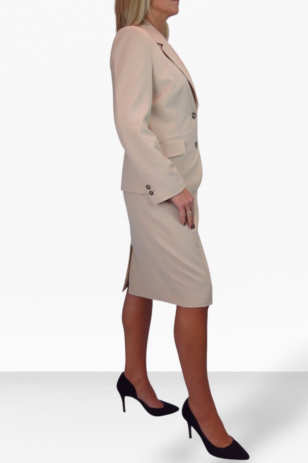 Paulo Due Paulo Due Women's 2 Piece Tailored Skirt Suit in Beige - 3