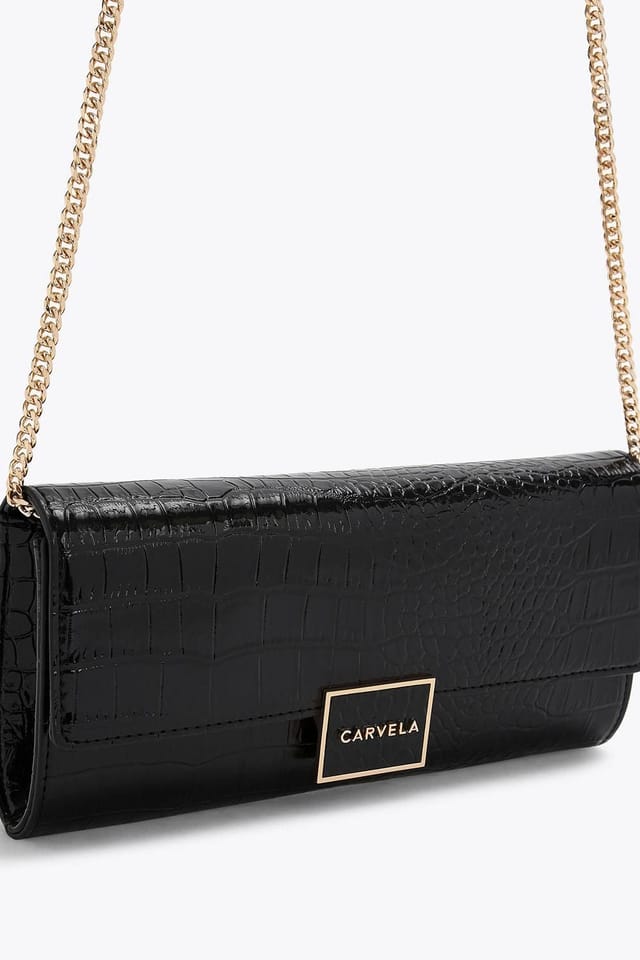 Carvela Carvela Women's 'Jessica Clutch' Croc Print Bag in Black - 2