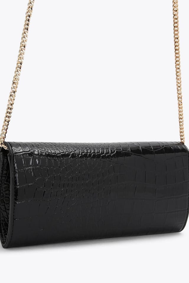 Carvela Carvela Women's 'Jessica Clutch' Croc Print Bag in Black - 3