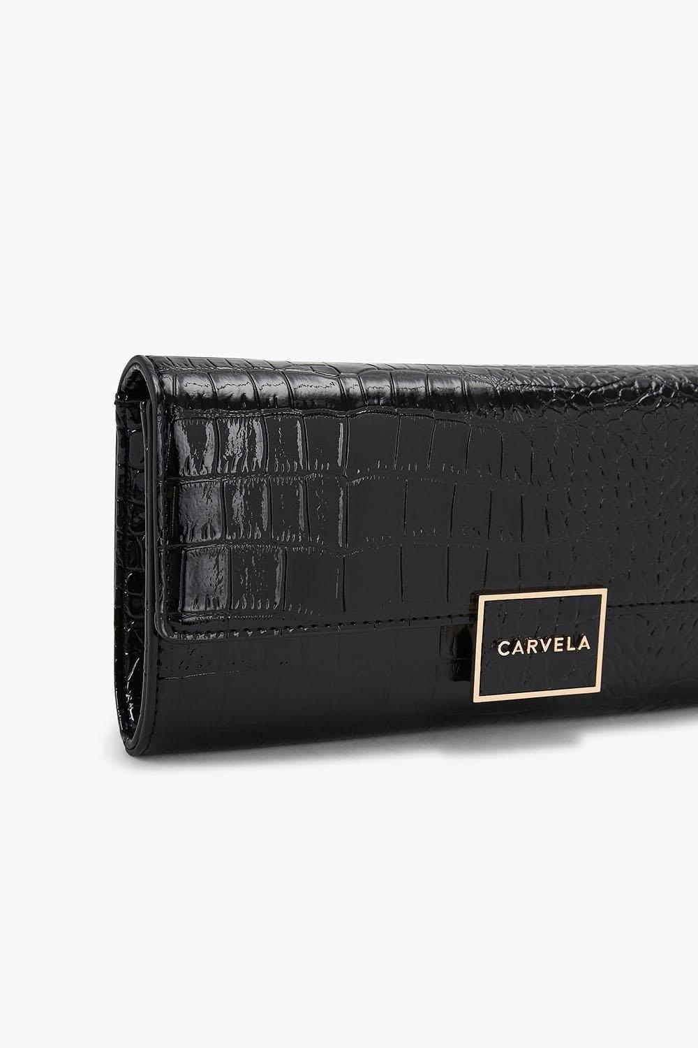 Carvela Carvela Women's 'Jessica Clutch' Croc Print Bag in Black - 4